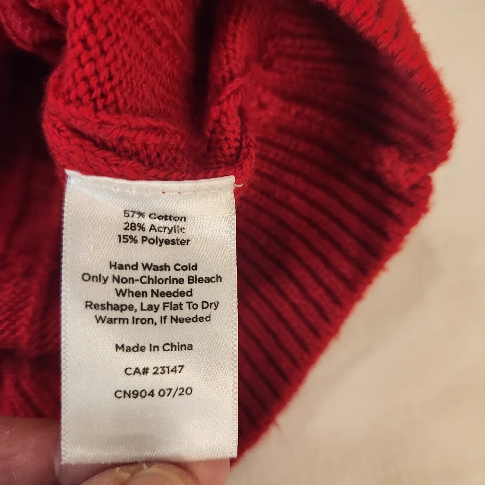 Talbots Women's Vibrant Red Cable Knit Sweater Size L Petite Classic Preppy Chic